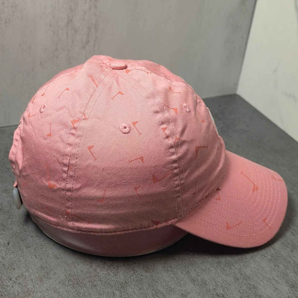 Titleist Mens Salmon Pink Golf Flag Print Adjustable Strapback Hat Cap